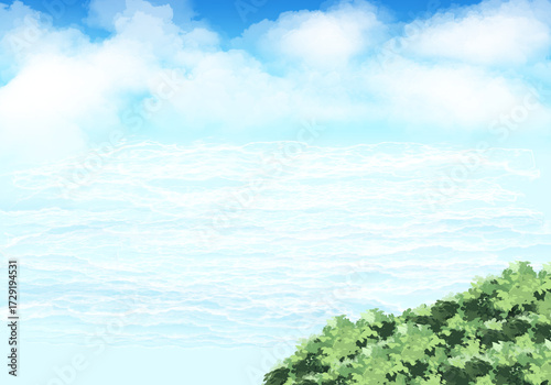landscape with blue sky and clouds