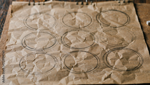 Brown paper with hand-drawn circles