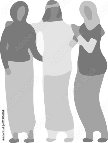 Family icon vector.A happy multiethnic family parents and little children.Vector silhouette of a happy family isolated on white background.