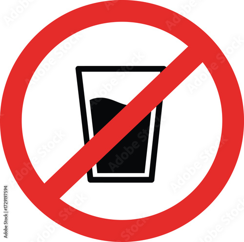 Vector prohibition sign icon no drinking glass scalable eps illustration