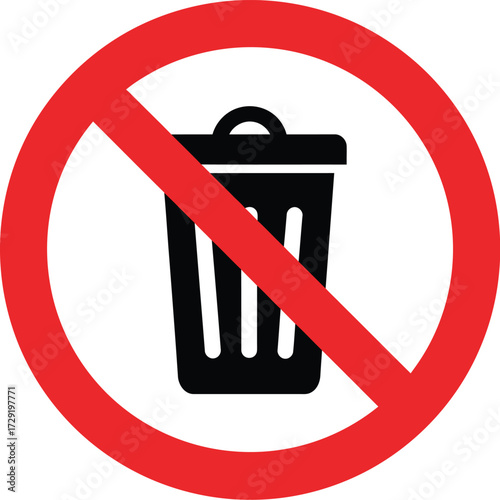 Vector prohibition sign no trash icon scalable eps illustration for general platforms
