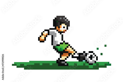 Pixel Art Soccer Player Character Sprite, 16-bit Football Athlete for RPG Game