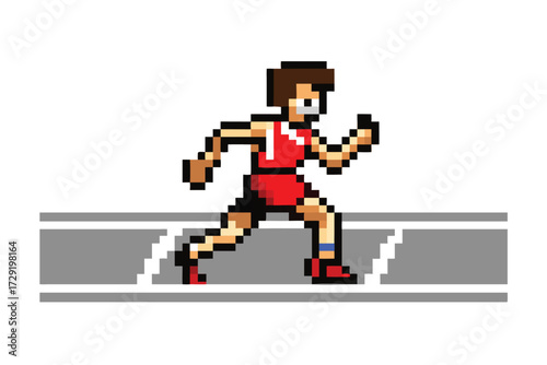 Pixel Art Runner Character Sprite, 16-bit Athlete for RPG Overworld Asset