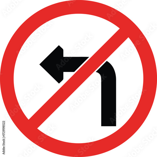 Free Download No left turn prohibition sign vector illustration scalable eps icon for traffic safety - GFXLoad