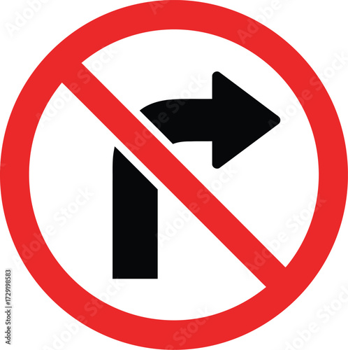 No right turn prohibition sign vector graphic for traffic and road safety