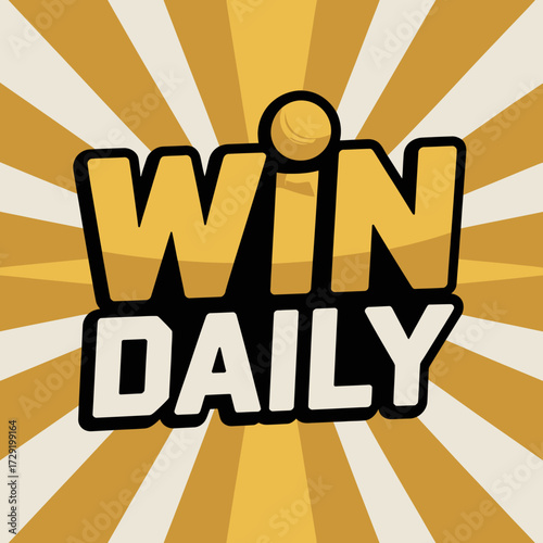 Energetic win daily block font logo for online gambling and lottery games vibrant design vector