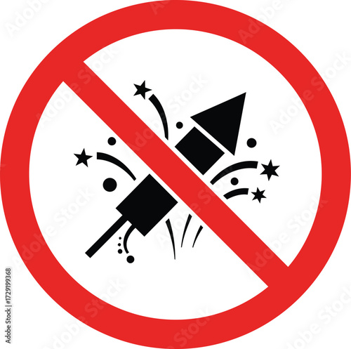 No fireworks prohibition sign vector graphic scalable eps illustration