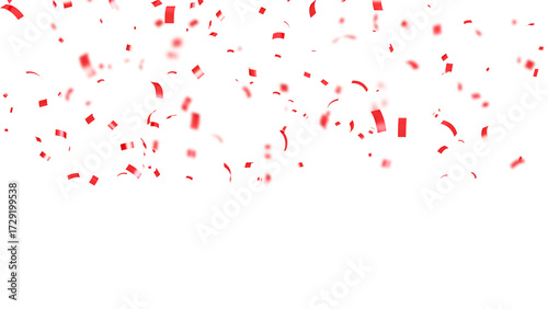 falling red confetti and streamers seamless pattern on transparent background
