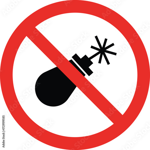 Prohibition sign vector icon scalable illustration no bombs explosives warning symbol