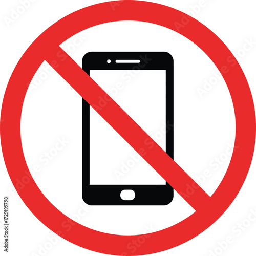 No cell phone allowed vector prohibition sign icon for commercial use