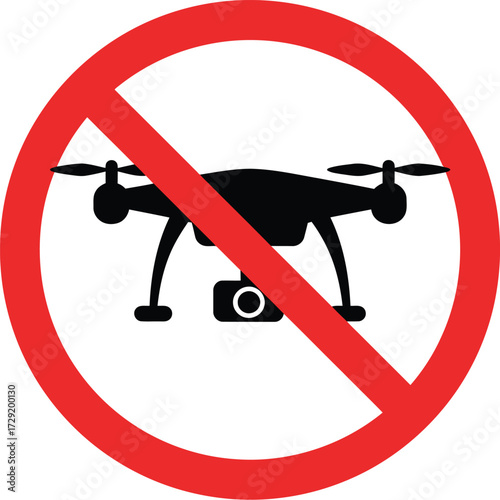 No drone zone sign vector illustration for prohibition and restriction applications