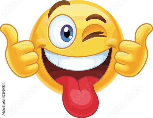 That's a very enthusiastic and playful emoji Here is the title and keyword list for Adobe Stock