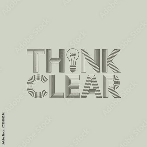 Innovative geometric font typography think clear concept with lightbulb symbol abstract graphic design vector