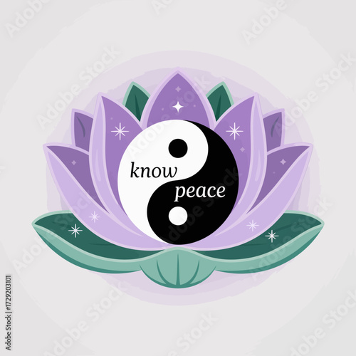 Harmonious yin yang symbol embraces serene lotus flower symbolizing balance enlightenment and inner peace a spiritual zen concept vector