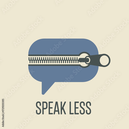 Speech bubble zipper icon represents silence concept communication symbol quiet dialogue privacy secret information control vector