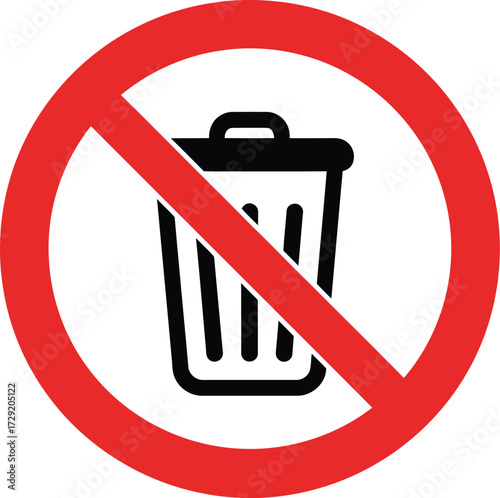 No trash bin icon vector forbidden symbol prohibition sign scalable eps illustration