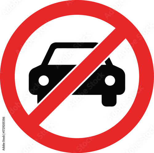 No cars allowed vector graphic scalable eps illustration icon for traffic and safety