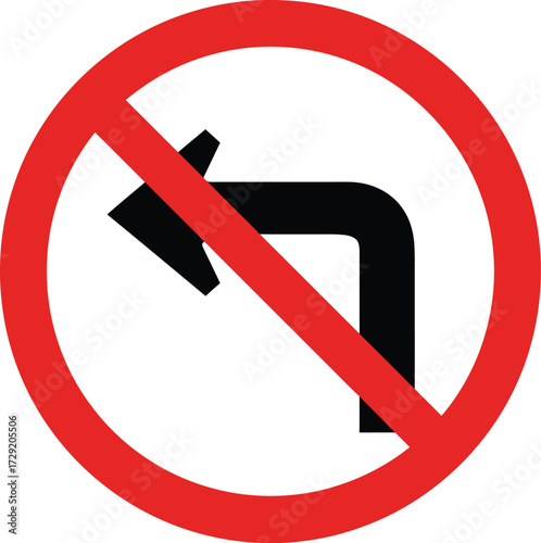No left turn prohibition sign vector illustration scalable eps traffic symbol road signage