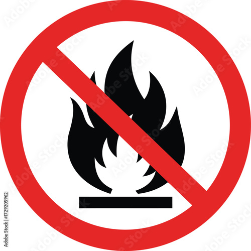 No open flames prohibition sign vector illustration scalable eps icon warning safety alert
