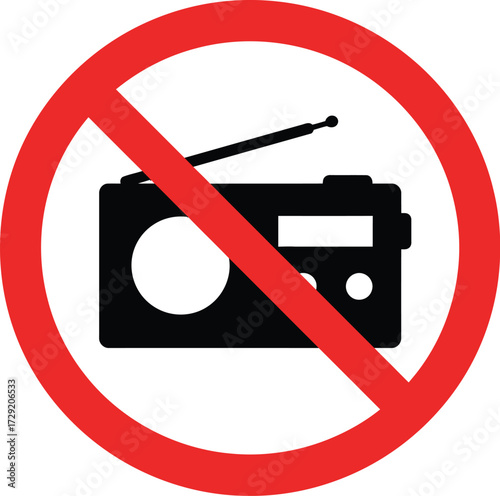 Scalable vector illustration of prohibition sign no radio icon eps file