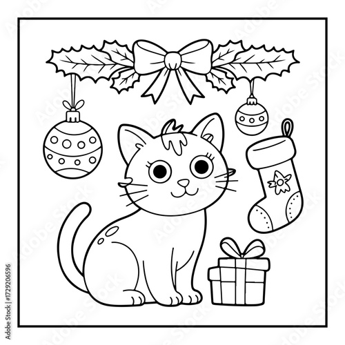 Cute Kawaii Christmas Coloring Book.