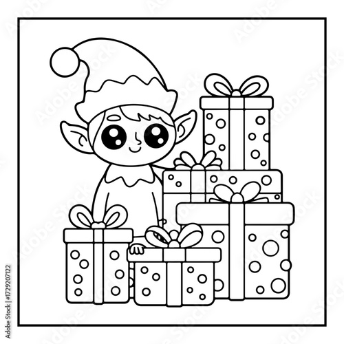 Cute Kawaii Christmas Coloring Book.