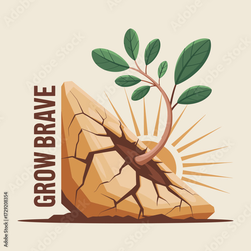 Resilient seedling sprouts through cracked earth symbolizing growth hope and perseverance in difficult times vector