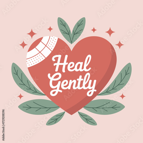 Heartfelt healing embrace gentle care and self-love with a beautifully designed graphic for wellness and emotional support vector