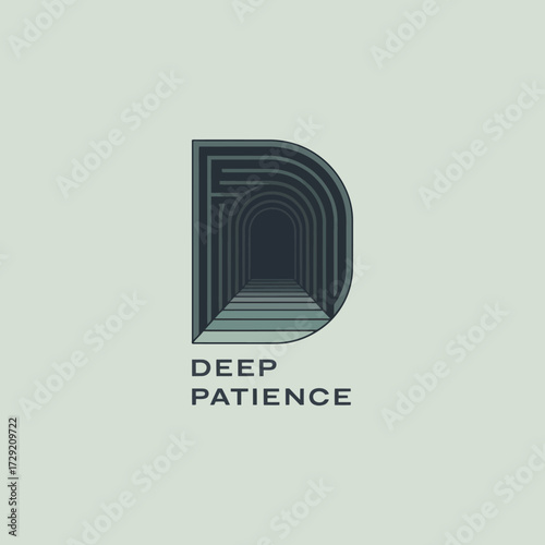 Minimalist logo design featuring the letter d and text deep patience for branding and corporate identity vector
