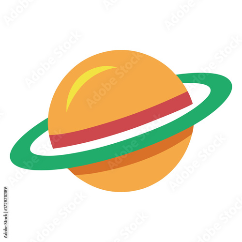 Cartoon planet with rings vector illustration space exploration concept