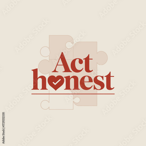 Minimalist logo design featuring the text 'act honest' with a heart symbol for brand identity and business concepts vector