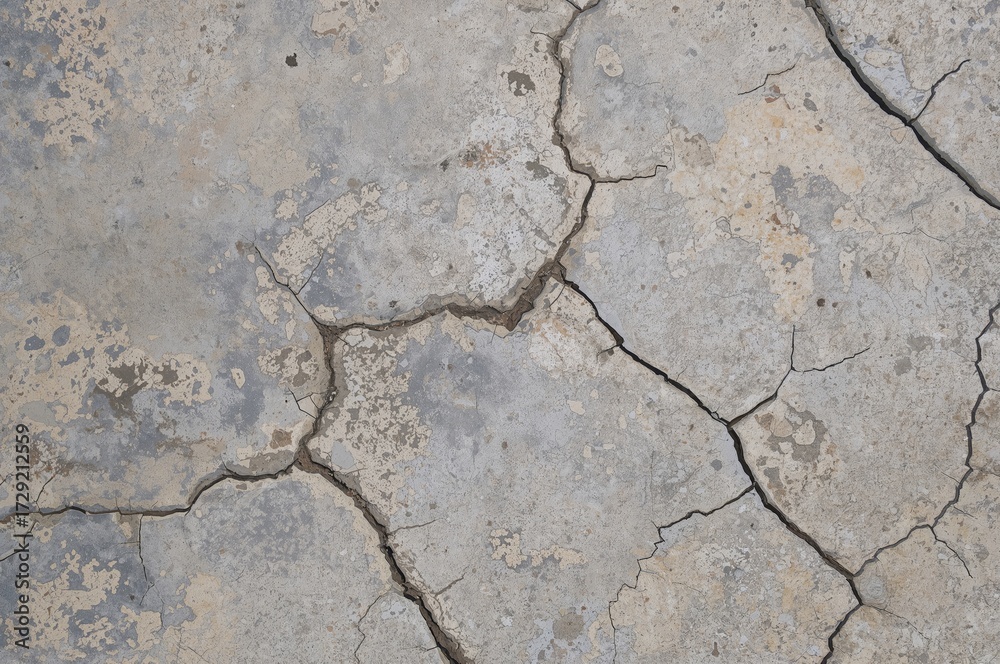 Obraz premium Fractured Cement Layer Featuring Organic Designs and Aged Finish