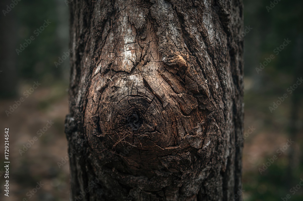 Fototapeta premium Close-up of Coarse Bark on Old Tree Trunk