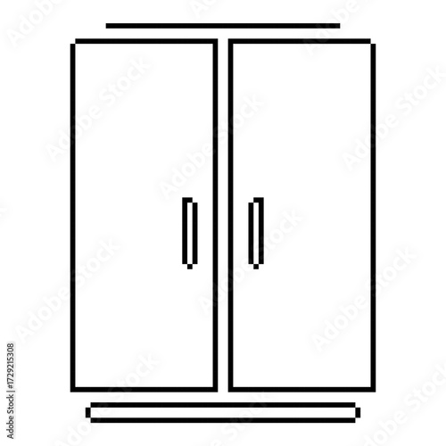 fridge pixel icon, 8-bit. Isolated vector illustration.