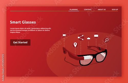 Smart Glasses Modern vector illustration with abstract technology elements, including wireless, fiture, and futuristic interface. Ideal for tech, AI, and digital innovation content.