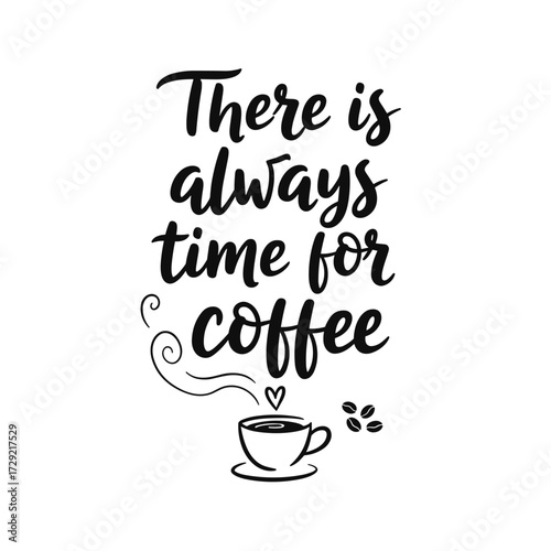 A cup of coffee with a heart and beans motif conveys the positive message that there is always time to pause for a moment to enjoy coffee.