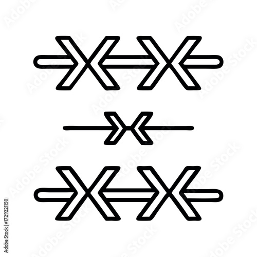 Three stylized barbed wire designs with sharp crossing points in a simple line art illustration