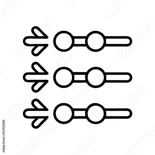 Three parallel lines with arrows and sliders representing settings or control options