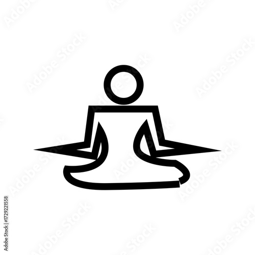 Minimalist line art illustration of a person sitting in lotus position, symbolizing meditation, mindfulness, yoga, and relaxation.