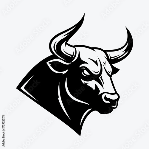 Vector art of a powerful bull head illustration, showcasing strength and determination in a simple yet impactful design