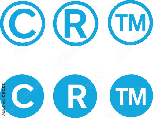 Blue copyright symbol, trademark icon, registered trademark, legal protection, intellectual property, branding, logo, rights, secure, design, graphic, minimal, ownership, identity, law