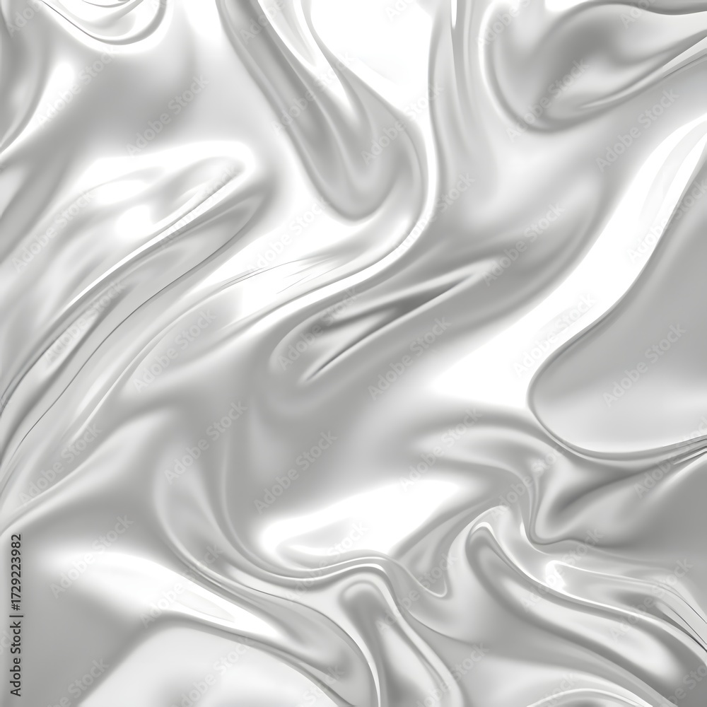 Fototapeta premium Silver chrome metal background, shiny and lustrous metal pattern texture, silky liquid chrome waves.