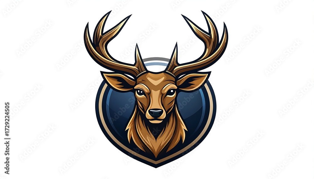Fototapeta premium Deer head emblem, stylized
