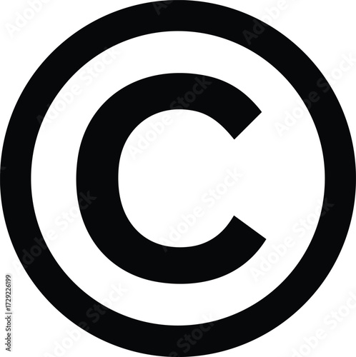 Copyright symbol, letter C, intellectual property, legal protection, branding, icon, logo, rights, design, graphic, minimal, bold, secure, identity, mark, official, creative, content, ownership, law