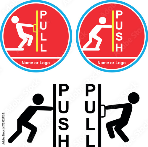 Push Pull Symbol Vector Design Templet