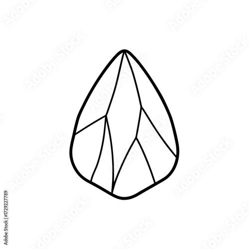 Abstract leaf outline with internal lines silhouette