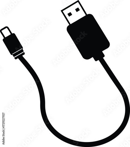 Minimalist usb charging cable illustration for technology and connectivity
