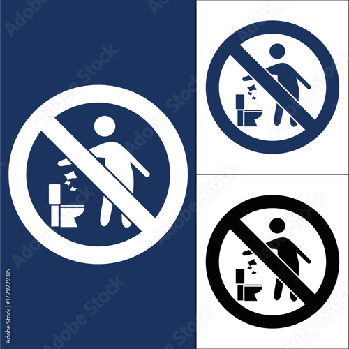 Do not flush trash down the toilet symbol illustration Vector