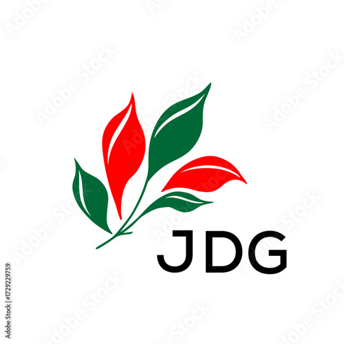 JDG Nature Inspired Minimalist Logo Template, JDG Later Logo, Elegant Botanical Logo with Abstract Leaves, 
