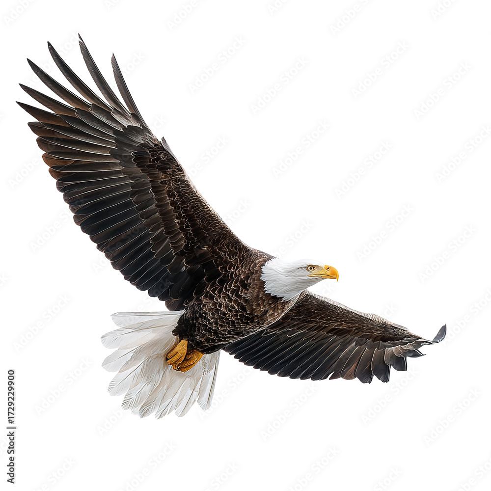 Obraz premium Bald eagle (Haliaeetus leucocephalus) in flight, side view
